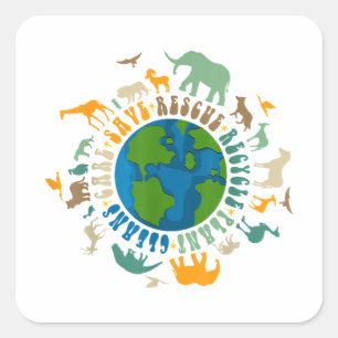 Retro Groovy Save Bees Rescue Animals Recycle Fun Square Sticker