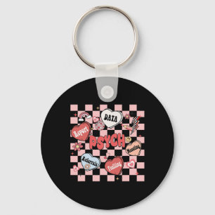 Retro Groovy School Psychologist Valentine's Day H Keychain