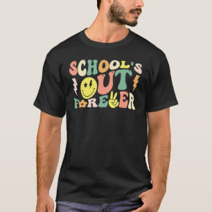 Retro Groovy School's Out Forever Retired Teacher  T-Shirt