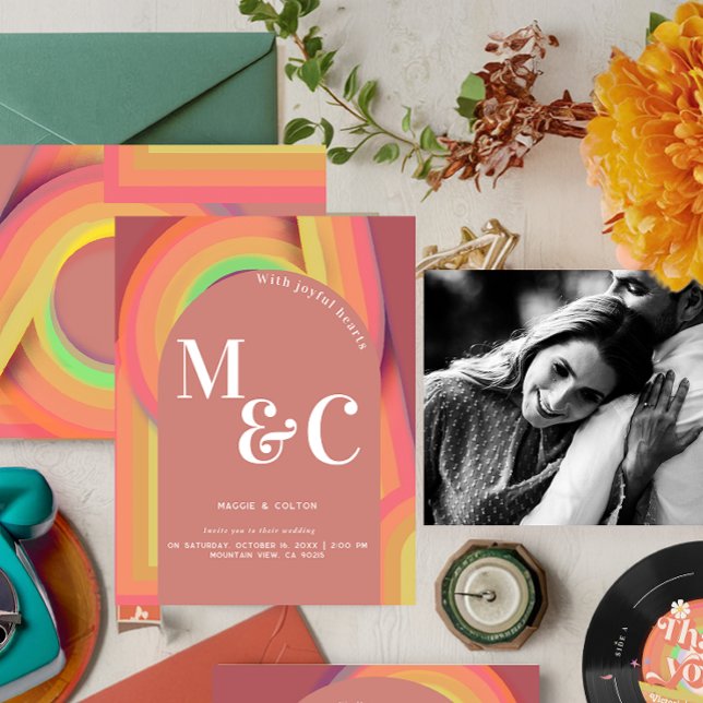 Retro groovy seventies Curvy Lines Save The Date (Creator Uploaded)