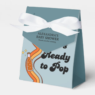 Retro Groovy She's Ready to Pop Retro Dusty Blue Favor Box