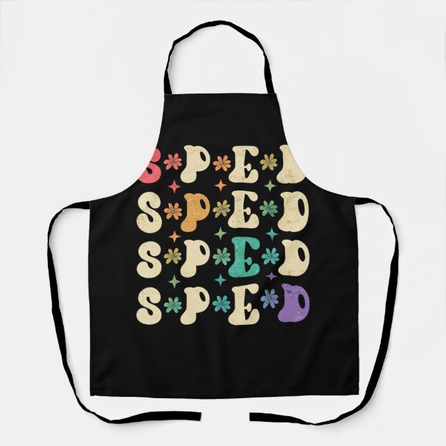 Retro Groovy SPED Teachers Back to School SPED Gro Apron (Front)