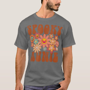 Retro Groovy Spooky Aunie Fall Halloween Thanksgiv T-Shirt