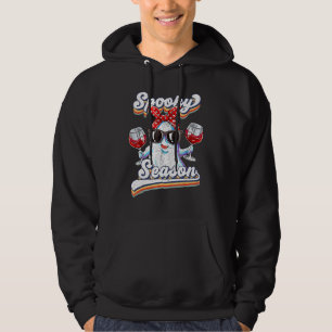 Retro Groovy Spooky Season Floral Ghost Pumpkin Ha Hoodie