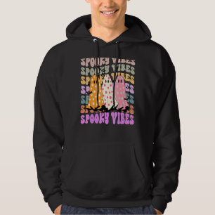 Retro Groovy Spooky Vibes Cute Ghost Girls Hallowe Hoodie