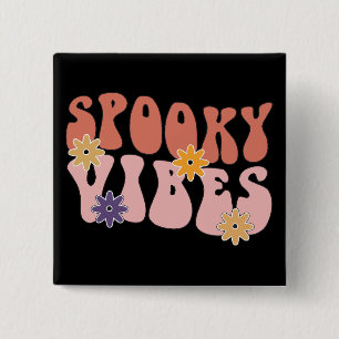 Retro Groovy Spooky Vibes Halloween 2 Inch Square Button