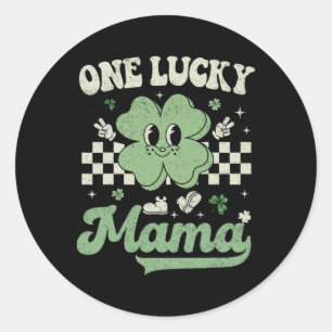 Retro Groovy St Patricks Day One Lucky Mama Hippie Classic Round Sticker