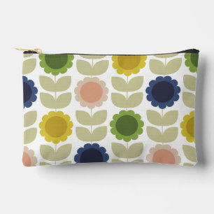 Retro Groovy Summer Flowers Stems Accessory Pouch
