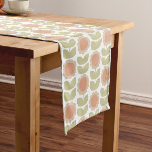 Retro Groovy Summer Flowers Stems Medium Table Runner