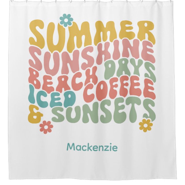 Retro Groovy Summer Pink Monogram Name  (Front)