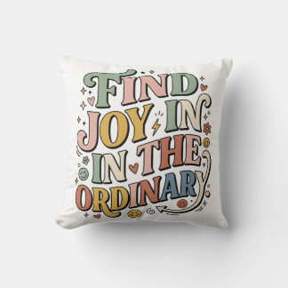 Retro Groovy SVG "Find Joy In The Ordinary" | Wavy Throw Pillow