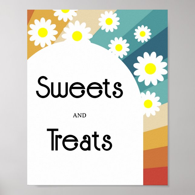 Retro Groovy - Sweets and Treats baby shower Poster (Front)