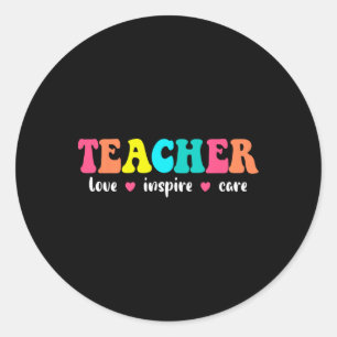 Retro Groovy Teacher Inspirational Back To School Classic Round Sticker