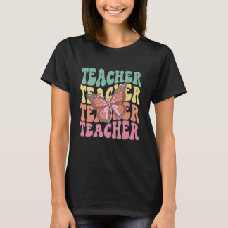 Retro Groovy Teacher Inspirational Colorful Back t T-Shirt