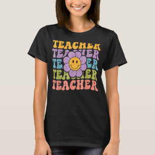 Retro Groovy Teacher Inspirational Colourful Back T-Shirt