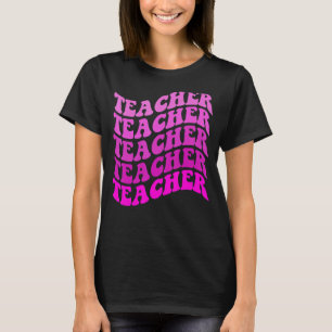 Retro Groovy Teacher Inspirational Colourful Back  T-Shirt