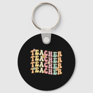 Retro Groovy Teacher Inspirational Colourful Ck To Keychain