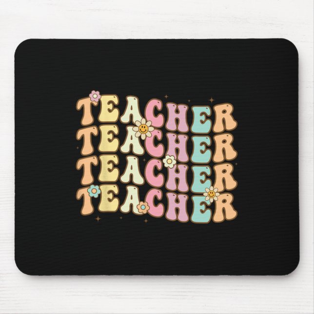 Retro Groovy Teacher Inspirational Colourful Ck To Mouse Pad (Front)