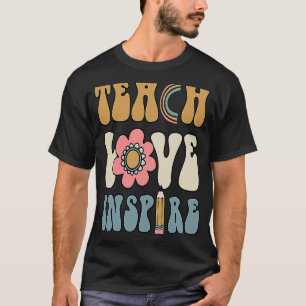 Retro Groovy Teacher Inspirational Happy Back to S T-Shirt