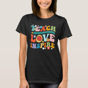 Retro Groovy Teacher Inspirational Happy Back To T-Shirt