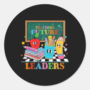 Retro Groovy Teaching Future Leaders Funny Back To Classic Round Sticker