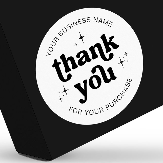 Retro Groovy Thank You For Order Business Label (Complete your packaging design with these trendy thank you for purchase product labels)