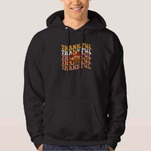 Retro Groovy Thankful Lazy Thanksgiving Turkey Day Hoodie