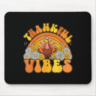 Retro Groovy Thankful Vibes Turkey Fall Autumn Tha Mouse Pad
