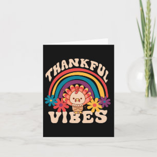Retro Groovy Thankful Vibes Turkey Fall Funny Than Card