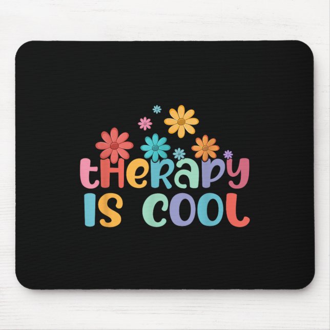 Retro Groovy Therapy Is Cool Mental Health S Aware Mouse Pad (Front)
