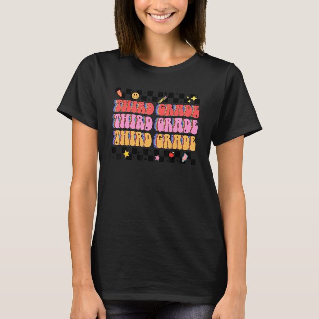 Retro Groovy Third Grade Team 3rd Grader Back To S T-Shirt (Front)