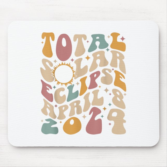Retro Groovy Total Solar Eclipse April 08 2024  Mouse Pad (Front)