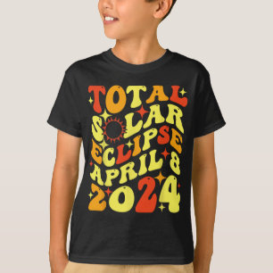 Retro Groovy Total Solar Eclipse April 08 2024  T-Shirt