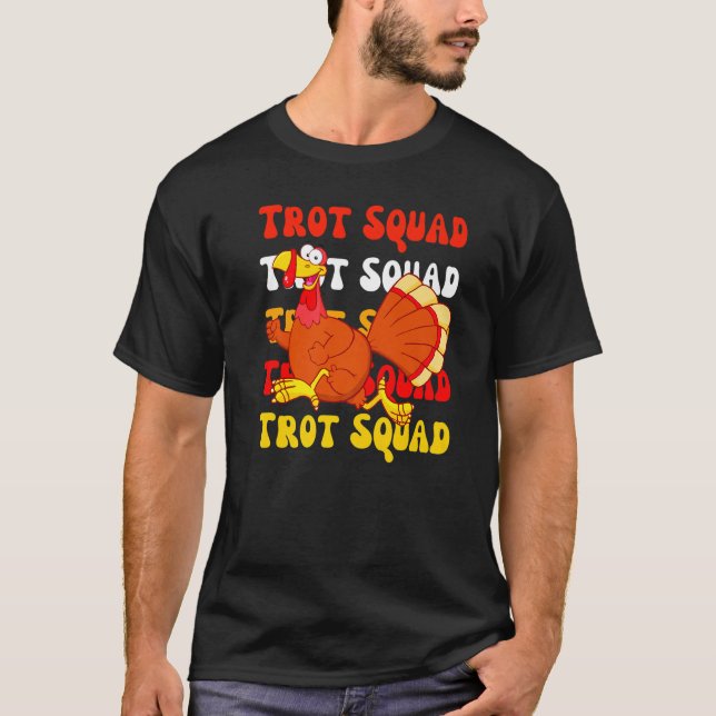 Retro Groovy Turkey Trot Squad Thanksgiving Turkey T-Shirt (Front)