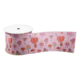 Retro Groovy Valentine Cartoons Satin Ribbon