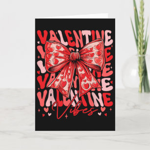 Retro Groovy Valentine Vibes Heart Coquette Bow Wo Card