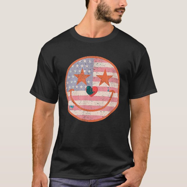 Retro Groovy Valentines Day Hippie Heart Funny Mat T-Shirt (Front)