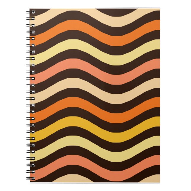 Retro Groovy Waves Seamless Pattern Notebook (Front)