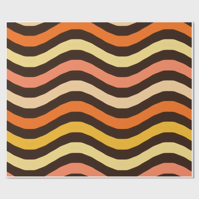 Retro Groovy Waves Seamless Pattern Wrapping Paper (Flat)