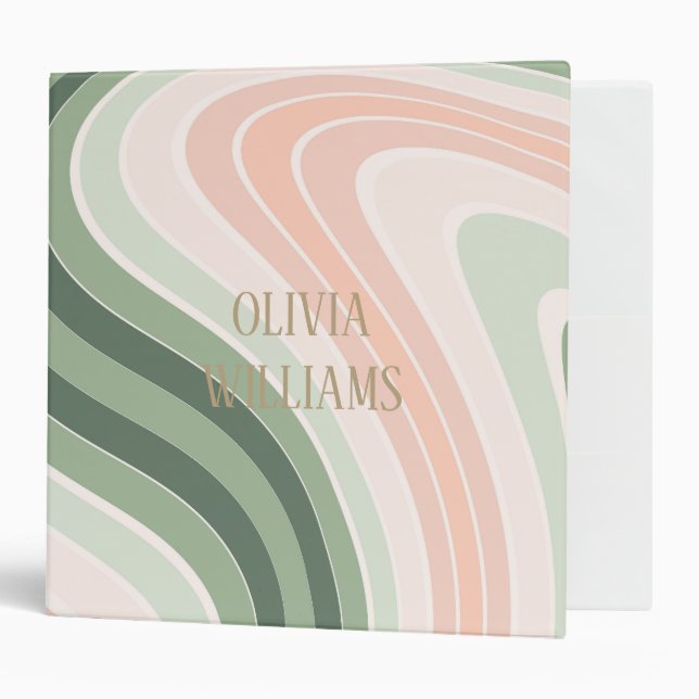 Retro Groovy Wavy Pattern Binder (Front/Inside)