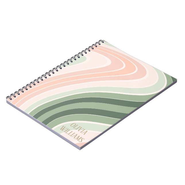 Retro Groovy Wavy Pattern Notebook (Left Side)