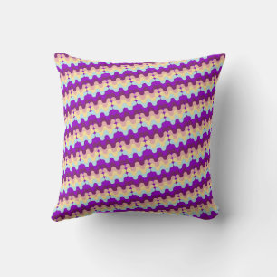  Retro Groovy Wavy Pattern Purple And Yellow Throw Pillow