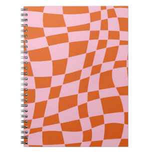 Retro Groovy Wavy Psychedelic Chequerboard Check Y Notebook