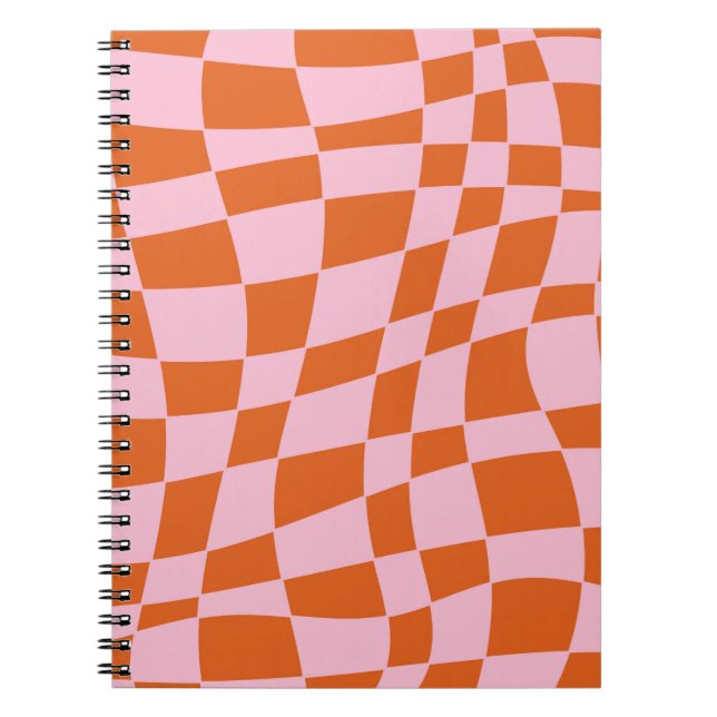 Retro Groovy Wavy Psychedelic Chequerboard Check Y Notebook (Front)