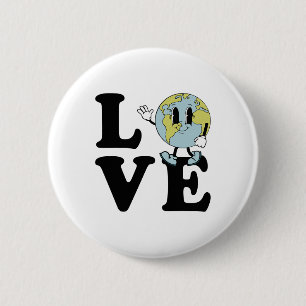 Retro Groovy World Love Earth Day Environmental 2 Inch Round Button