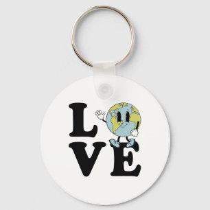 Retro Groovy World Love Earth Day Environmental Keychain