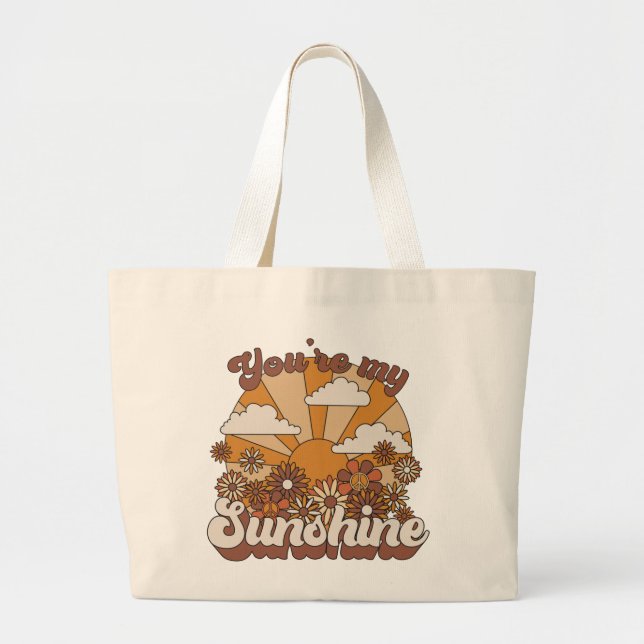 Retro Groovy | You're my Sunshine Large Tote Bag (Front)