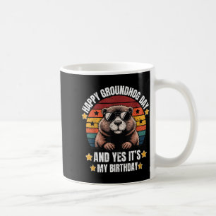 Retro Groundhog Sungles Birthday Happy Groundhog D Coffee Mug