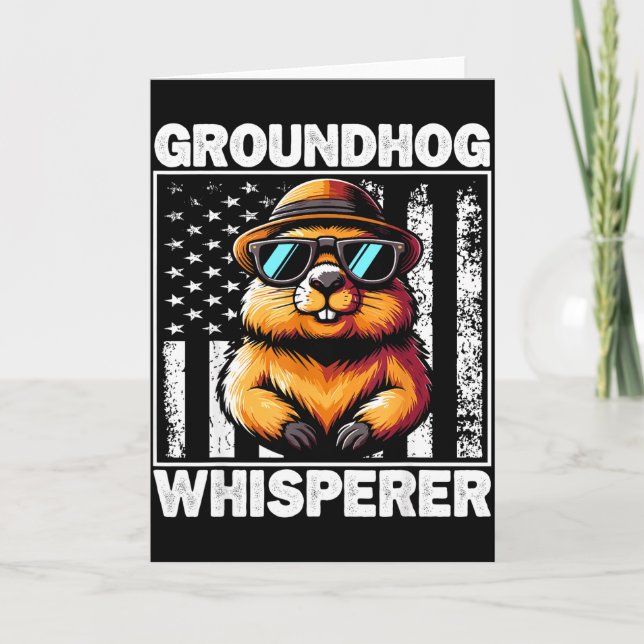 Retro Groundhog Whisperer Funny Woodchuck Groundho Card (Front)