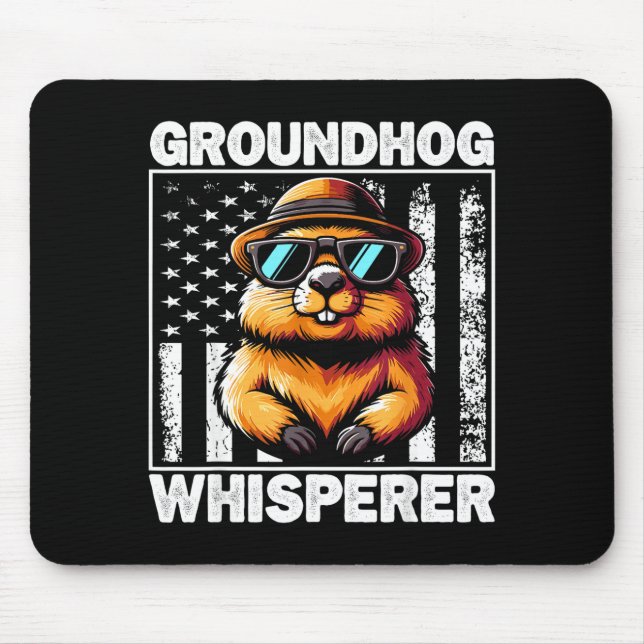 Retro Groundhog Whisperer Funny Woodchuck Groundho Mouse Pad (Front)